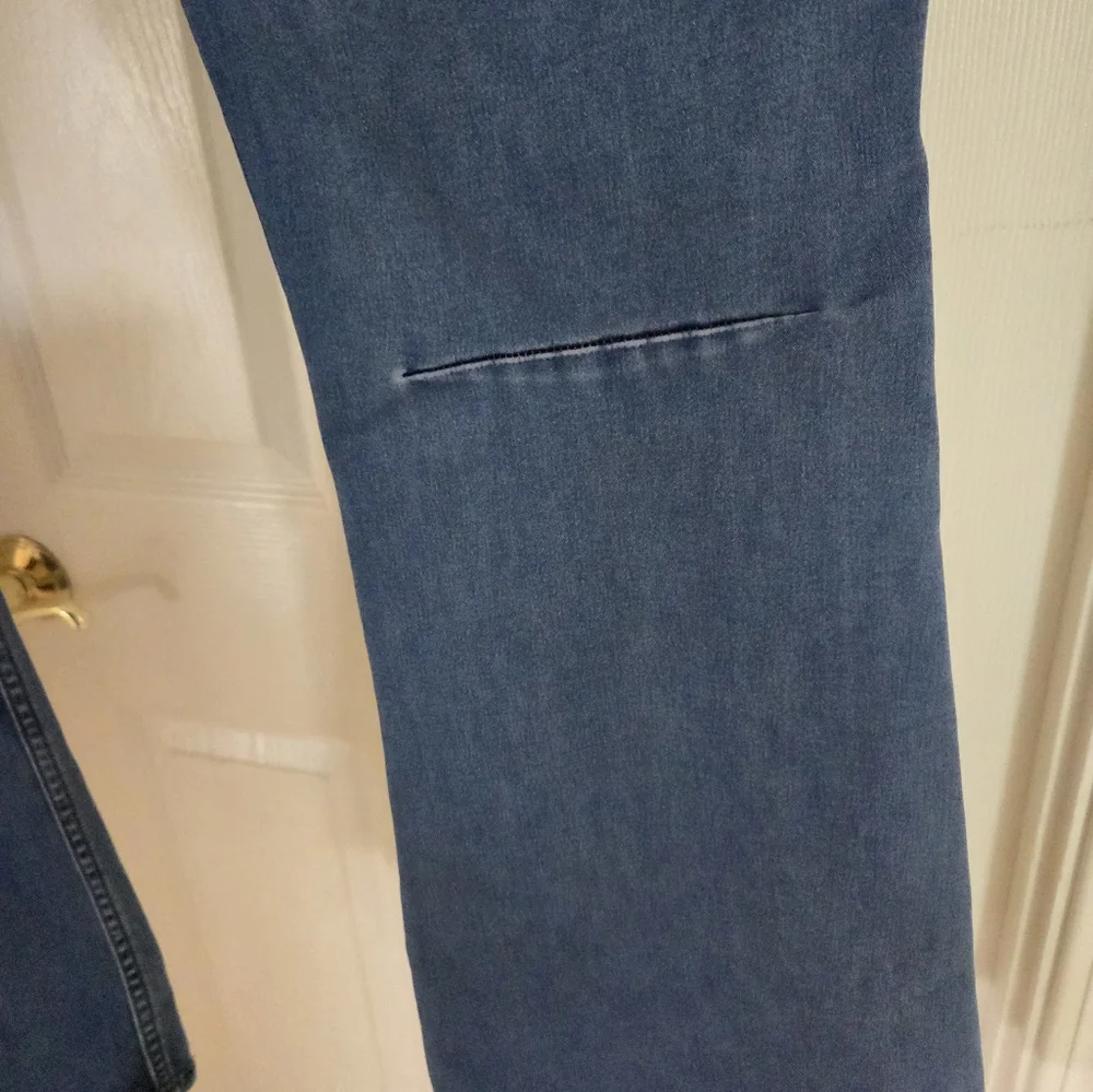 Blue Pullon Elastic Waist Flare Jeans Boho Western Hippie Rodeo Festival Large